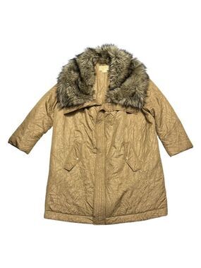 MICHAEL KORS Faux Fur Insulated CRINKLED Winter Puffer Parka Long Coat Womens 2X